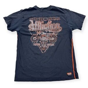 Affliction Shirt Men's 2XL Black Orange Grunge Alt Streetwear Y2K